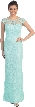 Round  Neck Cap Sleeves Lace Formal Bridesmaid Dress — in Mint