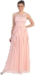 Round Neck Lace Bodice Long Formal Bridesmaid Dress — in Blush