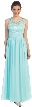 Round Neck Lace Bodice Long Formal Bridesmaid Dress — in Mint