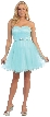 Strapless Bejeweled Waist Short Tulle Graduation Party Dress — in Aqua