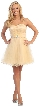 Strapless Bejeweled Waist Short Tulle Graduation Party Dress — in Gold