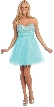 Strapless Beaded Bodice Short Tulle Party Prom Dress — in Aqua