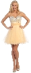 Strapless Beaded Bodice Short Tulle Party Prom Dress — in Gold