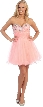 Strapless Beaded Bodice Short Tulle Party Prom Dress — in Peach