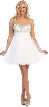 Strapless Beaded Bodice Short Tulle Party Prom Dress — in White