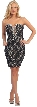 Bejeweled Bust Strapless Short Prom Party Dress In Lace — in Black