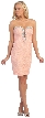 Bejeweled Bust Strapless Short Prom Party Dress In Lace — in Peach