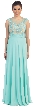 Floral Lace Bust Long Formal Prom Dress with Cutout Back — in Mint