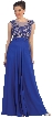 Floral Lace Bust Long Formal Prom Dress with Cutout Back — in Royal Blue