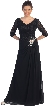 V-Neck Lace Top Long Formal Mother of the Bride Dress — in Black