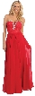 Strapless Long Formal Prom Dress with Lace & Rhinestones