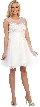 Floral Pattern Bodice Short Tulle Party Prom Dress — in White