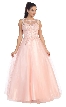 Beaded Floral Lace Bodice Long Tulle Formal Prom Dress