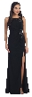 Sleeveless Beaded Front Slit Long Formal Prom Dress — in Black