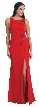 Sleeveless Beaded Front Slit Long Formal Prom Dress