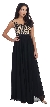 Floral Embroidered Mesh Bodice Long Formal Prom Dress — in Black