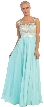 Floral Embroidered Mesh Bodice Long Formal Prom Dress — in Mint