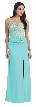 Floral Lace Beaded Bust Front Slit Long Formal Prom Dress — in Mint
