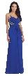 Bejeweled Strappy Back Long Formal Prom Dress — in Royal Blue