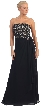 Strapless Lace Bust Wrap Style Long Formal Prom Dress — in Black