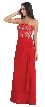Strapless Lace Bust Wrap Style Long Formal Prom Dress — in Red