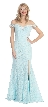 Off Shoulder Floral Lace Long Formal Prom Dress with Slit