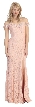 Off Shoulder Floral Lace Long Formal Prom Dress with Slit — in Peach
