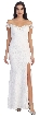 Off Shoulder Floral Lace Long Formal Prom Dress with Slit — in White