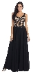 V-Neck Sheer Lace Beaded Bodice Long Formal Prom Dress