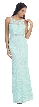 Floral Lace Beaded Long Formal Prom Dress with Cutout — in Mint