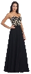 Strapless Floral Embroidered Top Long Formal Prom Dress — in Black