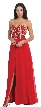 Strapless Floral Embroidered Top Long Formal Prom Dress