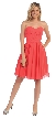 Strapless Pleated Knot Bust Short  Bridesmaid Party Dress — in Coral