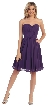 Strapless Pleated Knot Bust Short  Bridesmaid Party Dress — in Plum