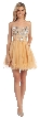 Strapless Bejeweled Bodice Short Tulle Prom Party Dress — in Gold