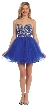 Strapless Bejeweled Bodice Short Tulle Prom Party Dress — in Royal Blue