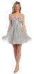 Strapless Bejeweled Bodice Short Tulle Prom Party Dress — in Silver