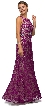 Sleeveless Jewel Waist Fitted Lace Long Formal Evening Dress — in an alternative image