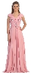 V-Neck Beaded Ruched Bodice Long Formal MOB Dress — in Dusty Rose