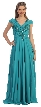 V-Neck Beaded Ruched Bodice Long Formal MOB Dress