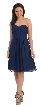 Strapless Pleated Bodice Short Bridesmaid Graduation Dress — in Navy