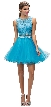 Embroidered Lace Top Baby Doll Short Homecoming Party Dress — in Aqua