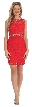Form Fitting Sheer Lace Short Cocktail Party Dress — in Red