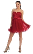 Strapless Lace Bodice Short Tulle Homecoming Party Dress — in Burgundy