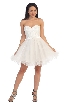 Strapless Lace Bodice Short Tulle Homecoming Party Dress — in Off White