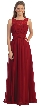 Lace Neck Ruched Bust Long Formal Bridesmaid Dress — in Burgundy