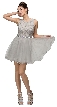 Floral Bust Babydoll Short Tulle Homecoming Party Dress — in Silver