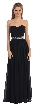 Strapless Pleated Jewel Waist Long Formal Bridesmaid Dress — in Black