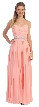 Strapless Pleated Jewel Waist Long Formal Bridesmaid Dress — in Blush