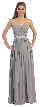 Strapless Pleated Jewel Waist Long Formal Bridesmaid Dress
